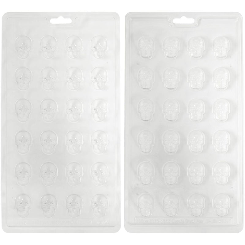 Wilton Halloween Mini Skull-Shaped Plastic Candy Mold, 24-Cavity