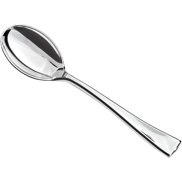 Visions 4" Silver Plastic Tasting Spoon 12pcs