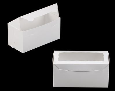 8" x 4" x 4" White/White Lock & Tab Box with Window