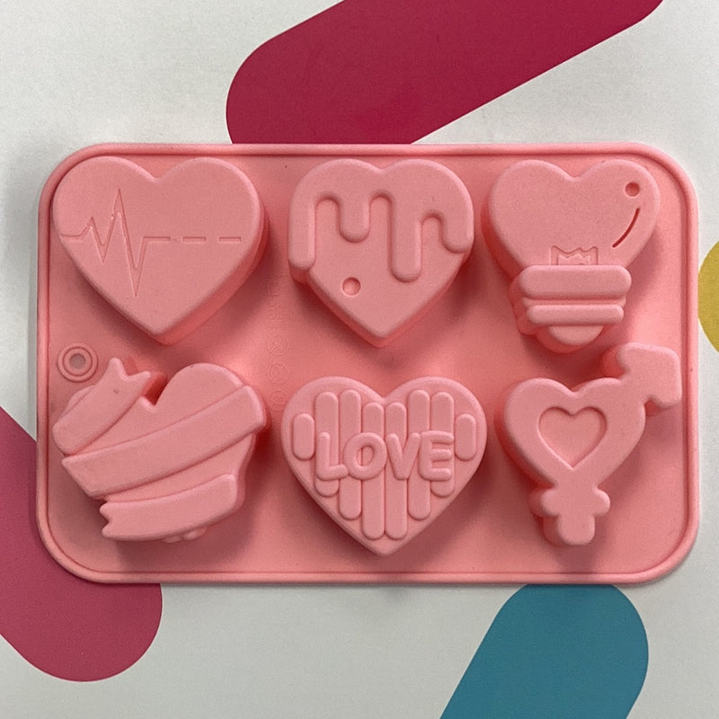Silicone Mold 3D Heart Assorted 6pcs*